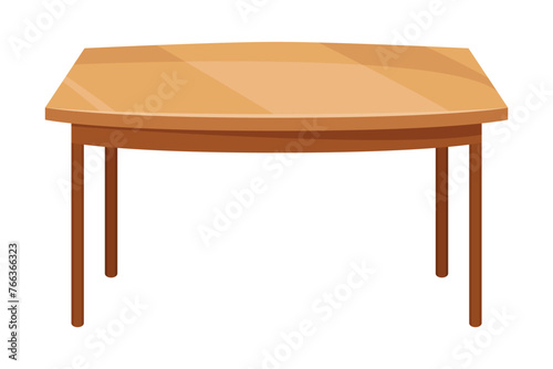 Table furniture of wood, interior wooden desk. Empty wooden table isolated illustration on white background. Vector illustration of platform or stand