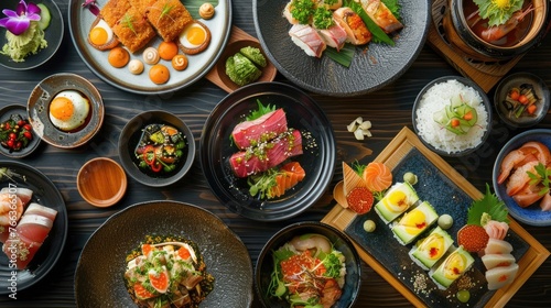 Delectable Fusion of Flavors:A Visually Captivating Assortment of Asian-Inspired Culinary Delights