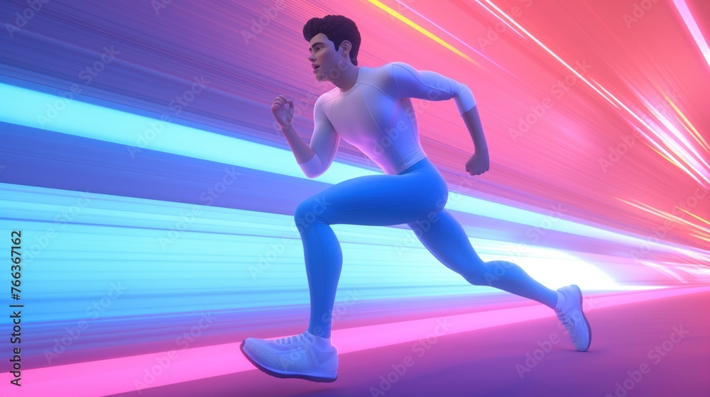 Cyber Sprinter. Capturing the Essence of Speed in a Simulated Pink Runway