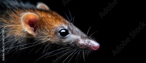  A clear photo of a ferret's face on a dark background with no blurring