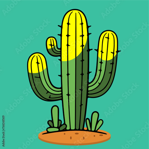 saguaro cactus plant icon vec...