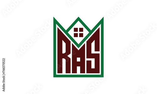 RAS initial letter builders real estate logo design vector. construction, housing, home marker, property, building, apartment, flat, compartment, business, corporate, house rent, rental, commercial