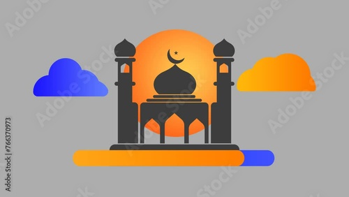 Ramadan animation, luxury white background mosque animation,Muslim background animation.