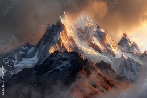 Majestic snow mountains peak, beautiful mount top inspiring landscape background ai generated © Graphicsnice