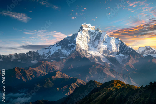 Majestic snow mountains peak  beautiful mount top inspiring landscape background ai generated