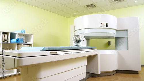 Tomographic scanning platforms. MRI scanner, tomograph. The concept of modern medical technologies, healthcare and medicine.