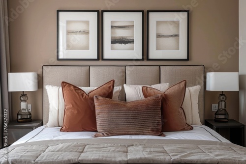 Sample frame set against a comfortable taupe bedroom backdrop