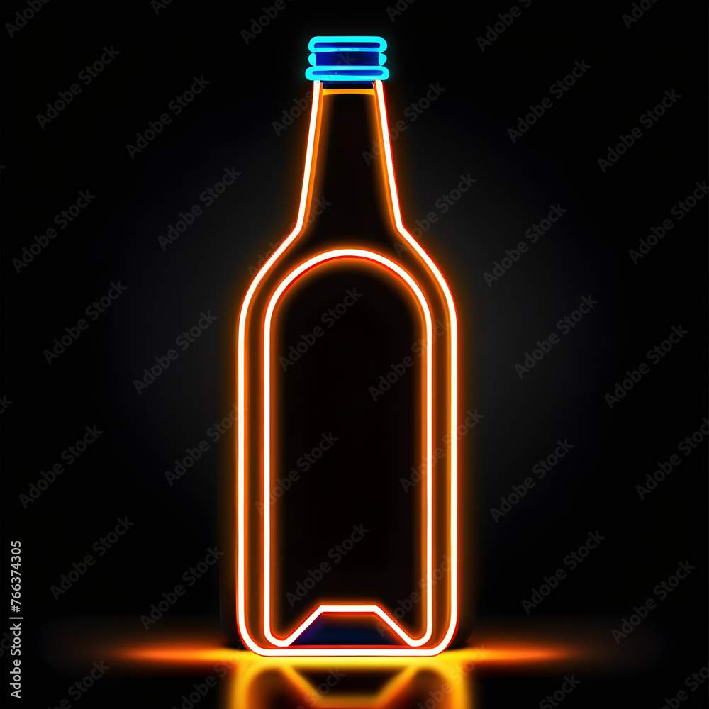 White Neon Bottle Icon: Illuminating Elegance in Design(Generative AI) White Neon Bottle Icon: Illuminating Elegance in Design(Generative AI)