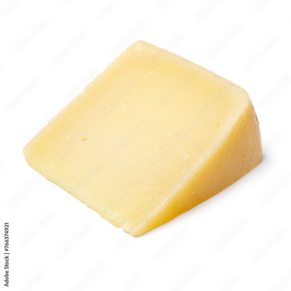 Piece of mature Italion Pecorino cheese isolated on white background close up Piece of mature Italion Pecorino cheese isolated on white background close up