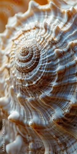 Seashell Surface: Close-up Macro Texture of Sea Shell with Abstract Swirl Patterns