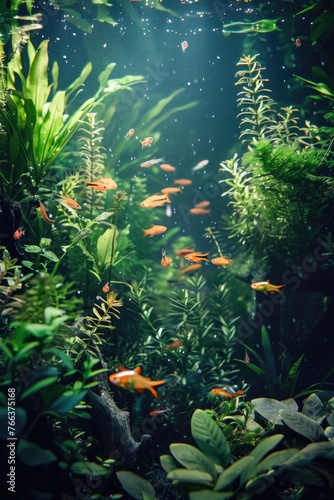 A fish tank with a variety of fish swimming in it © vefimov