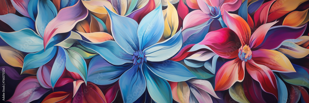abstract oil painting flowers, leaves art design abstract oil painting flowers, leaves art design