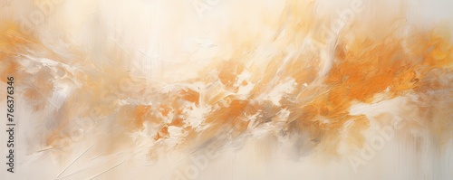 Splashes of bright paint on the canvas. tan, ivory and white colors. Interior painting