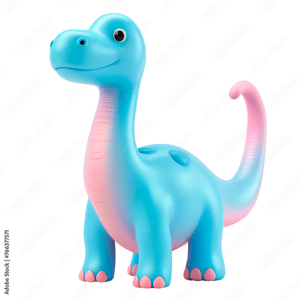 Cute smiling cartoon dinosaur isolated on white background, clipart. Png with transparent background, cutout. Dino character.