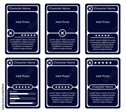 complete bundle game card border template with blue dark color for game card