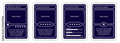 complete bundle game card border template with blue dark color for game card photo