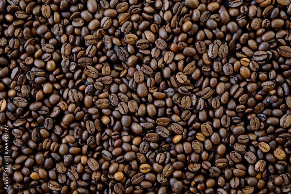 Full frame view of roasted coffee beans. 