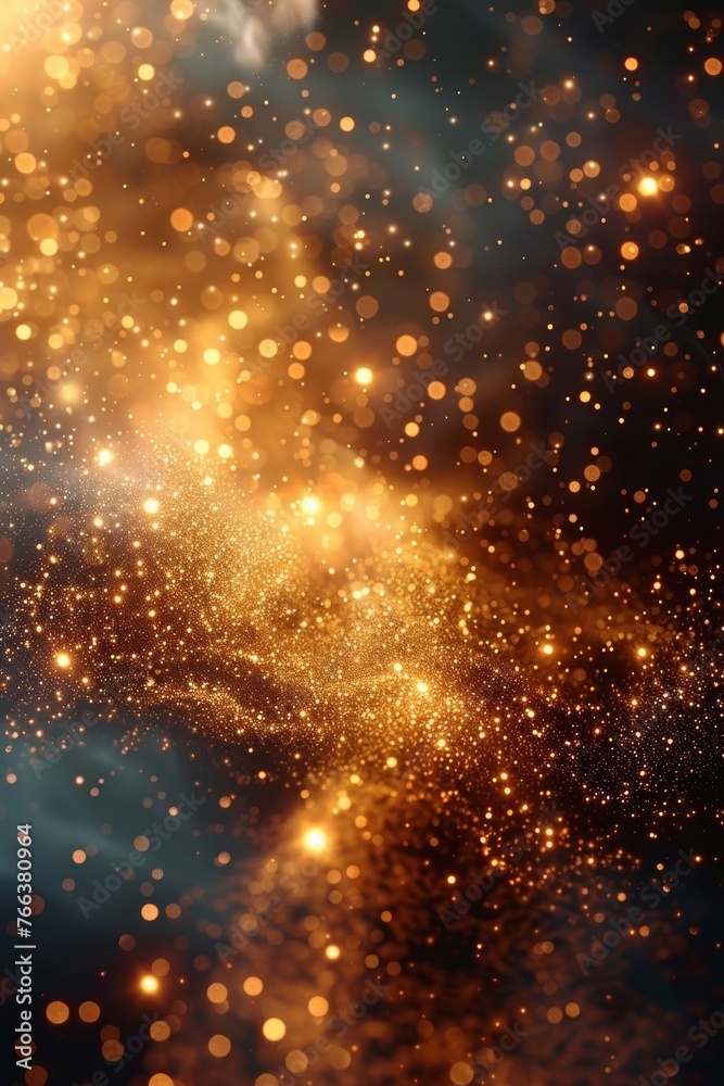 Gold glitter and starry lights create a luxurious backdrop for a glamorous ceremony on the golden stage. Gold glitter and starry lights create a luxurious backdrop for a glamorous ceremony on the golden stage.