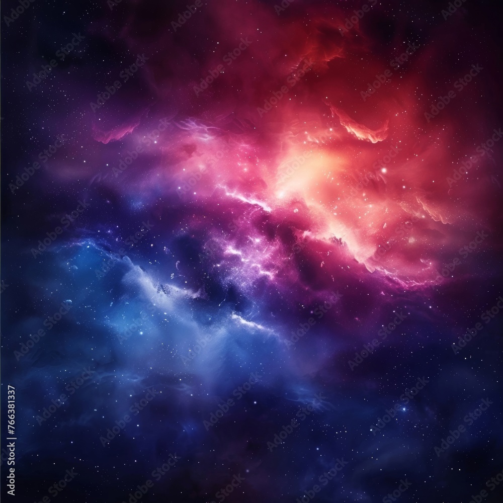 Obraz premium A stunning nebula illuminates the vast expanse of outer space with its vibrant colors and mesmerizing patterns.