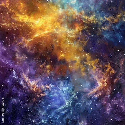 A stunning nebula illuminates the vast expanse of outer space with its vibrant colors and mesmerizing patterns.