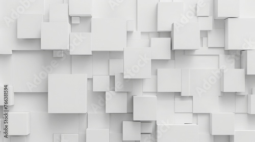 Random offset inset white cube boxes or block background wallpaper banner with copy space, © Muhammad