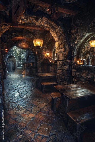 As the adventurers settled in the cozy stone tavern  they warmed themselves by the roaring fire and shared tales of their medieval quests.