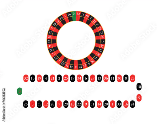 Europeaan roulette illustrator numbers for play or gamble