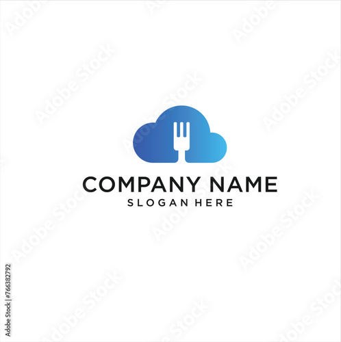 combination of cloud and restaurant logo design vector illustration