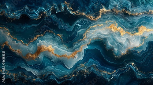 A beautiful blue paint with gold powder adds a touch of natural luxury to this abstract ocean- Art. Natural Luxury. Style incorporates the swirls of marble or ripples of agate.