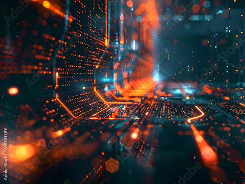 Wallpaper Mural Abstract Cybersecurity Concept with Futuristic Virtual Reality Interface Design Torontodigital.ca