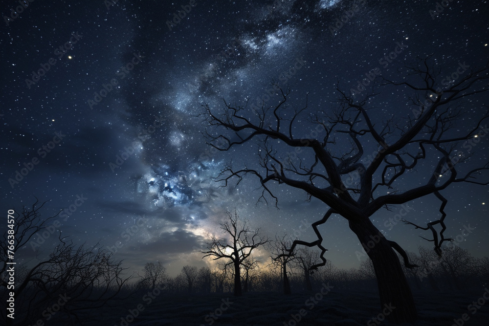 Fototapeta premium night landscape with moon background, created using generative AI tools