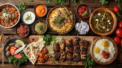Multicultural Culinary Delights Displayed on a Rustic Wooden Table,Inviting Diners to Explore Flavors from Around the Globe
