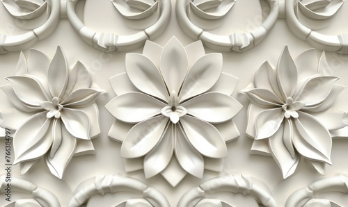 Abstract 3d floral seamless tile with Victorian-style