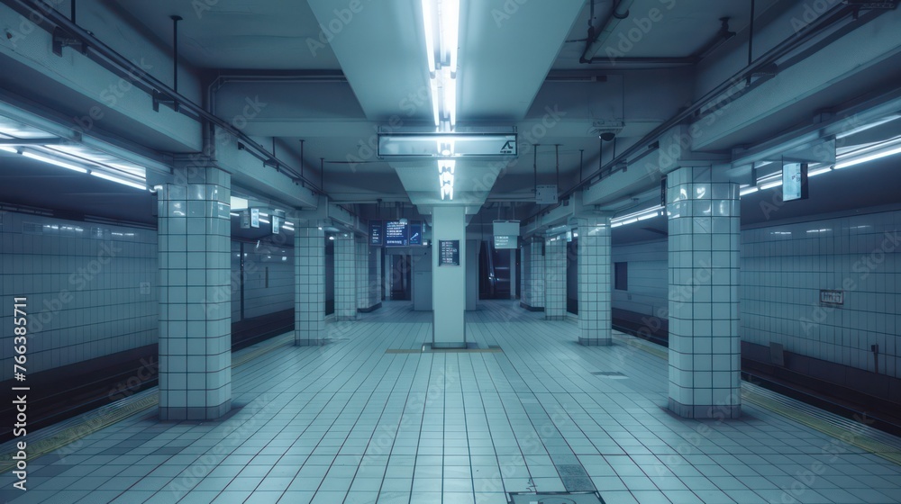 empty interior corridor an underground passage in a subway
