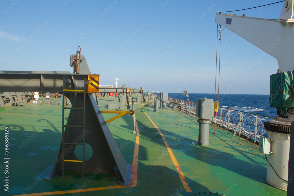 Merchant ships main deck and vessel hardening done with razor wire
