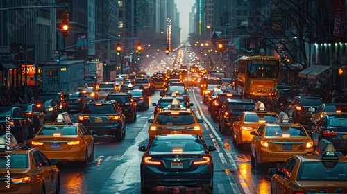 Neon-Lit Cityscape:Capturing the Pulsing Rhythm of Urban Traffic in the Bustling Metropolis