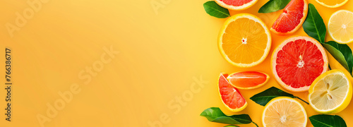 Agrum fruits banner with copy space