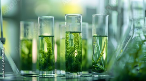 Transparent Glassware in a Natural Laboratory Setting with Green Plant Life