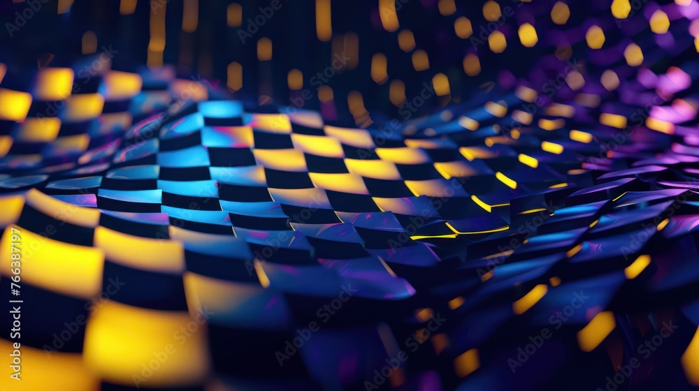 Obraz premium Abstract modern background featuring 3D shapes in the style of futuristic chromatic waves, showcasing colorful minimalism