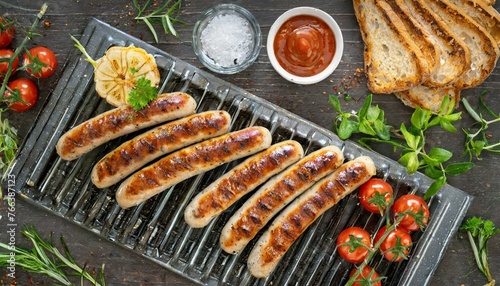 grilled sausages on the grill
