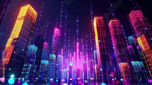 futuristic cityscape background with colorful neon light and cyberpunk concept