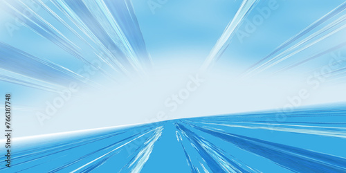 slanted horizon high speed motion blur turquoise blue to far distant vanishing point with perspective. NOT AI