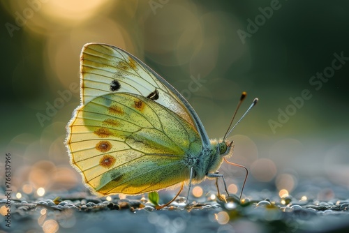 Yellow Butterfly Basks in Natures Spotlight.