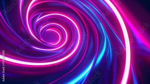 Vibrant Swirling Neon Vortex with Dynamic Fluid Motion and Geometric Symmetry