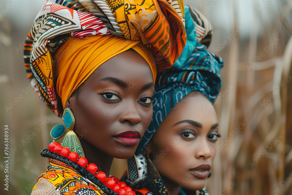 Cultural Tapestry: Sisters in Traditional African Attire