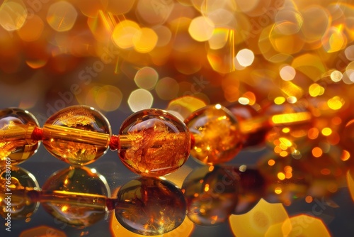 beautiful amber necklace close-up 