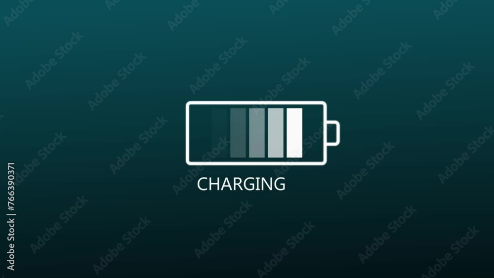 Battery charging icon on black background Battery charging icon on black background