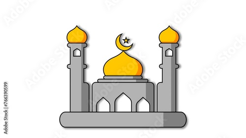 mosque icon animation for ramadan,Ramadan animation, luxury white background mosque animation,Muslim background animation.