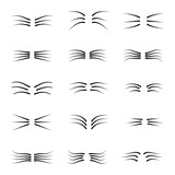 Set of Doodle cat whiskers icons. Hand drawn line art outline. Vector stock illustration
