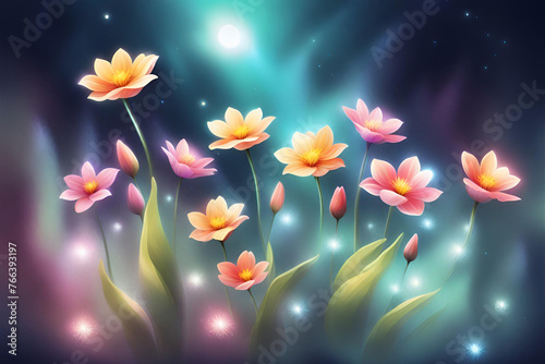 flowers blooming in space